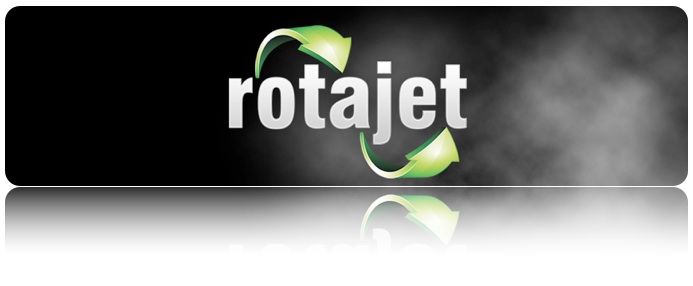 Rotajet swirling arrows Logo banner reflection